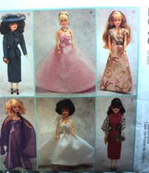 2549 BARBIE HAT, GLAM GOWN, DRESS, CAPE, STOLE, SUIT PATTERN